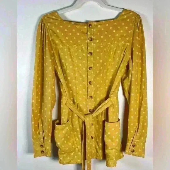 Maeve | Anthropologie Moana Linen Blend Button  Back Belted Blouse Size 2 - Picture 4 of 13